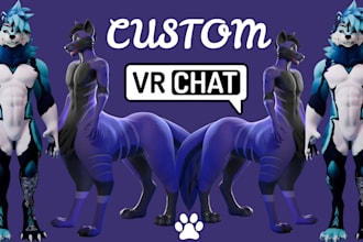 vrchat furry avatar, nsfw vrc model, oc, 3d vtuber, furry fursona, vr character
