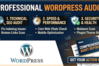 perform technical wordpress SEO audit, speed optimization checkup, fix bug error
