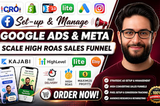 setup and manage google ads, facebook ads to scale high roas sales funnel
