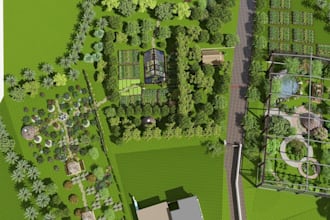 restyle eco resort master plan, permaculture layout, landscaping garden design