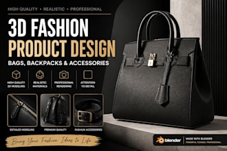 create realistic 3d models of bags, backpacks, handbags and fashion accessories