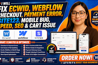 fix ecwid webflow checkout payment error site123 mobile bug speed seo cart issue