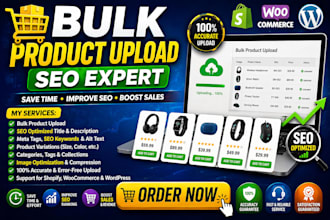 bulk upload optimize manage woocommerce products on wordpress SEO expert