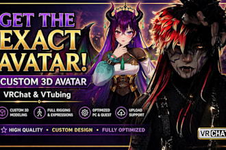 make vrchat avatar, 3d character model, 3d avatar model, 3d anime vrchat avatar