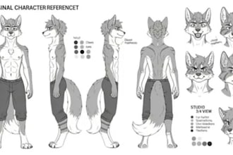 draw a furry reference sheet for your fursona or oc character