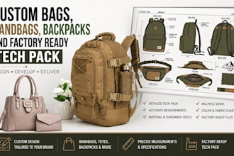 design custom bag handbags backpack and factory ready tech pack