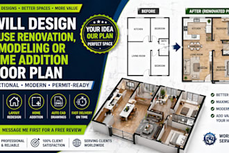 design house renovation, remodeling or home addition floor plan
