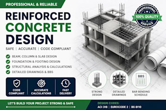 do reinforced concrete design, structural analysis and detailed drawings