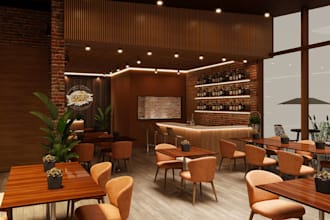 adjust 3d industrial restuarant,wine bar design,lounge,fine dining,cafe interior