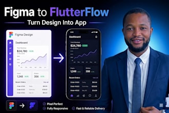 convert your figma design to flutterflow mobile app, bespoke flutter UI