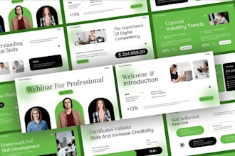create webinar powerpoint slides design, course presentation, educational slides