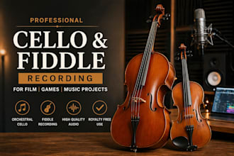 record orchestral cello and fiddle for film, games, and music projects