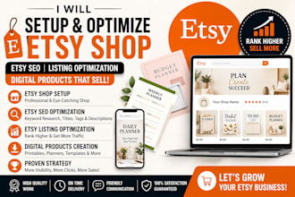 setup etsy shop, etsy seo, etsy digital products,stan store, etsy listing