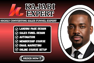 do kajabi website design, kajabi online course, kajabi landing page and kajabi
