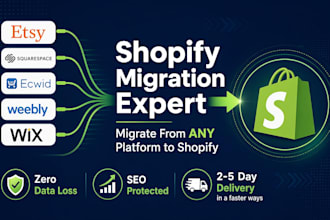 migrate etsy squarespace ecwid weebly tomatocart to shopify migration store SEO