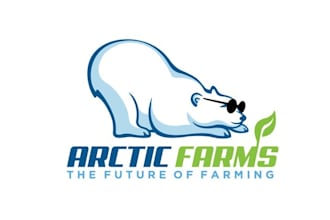 create a playful polar bear logo for a hydroponic farm