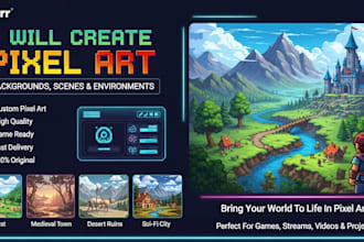 create custom pixel art backgrounds, scenes and environment design
