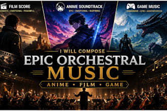 compose epic anime orchestral music soundtrack cinematic game music filmscore