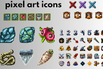 pixel art, game art, skill icons, game icons, game ui,