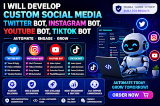 develop custom automated discord bot linkedin bot, snapchat bot, twitter bot