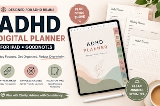 design adhd digital planner for ipad goodnotes hyperlinked PDF