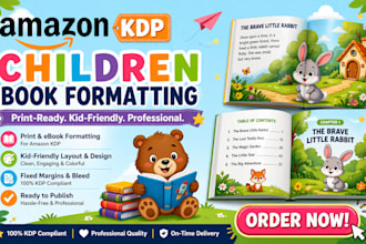format and layout design children book for amazon KDP