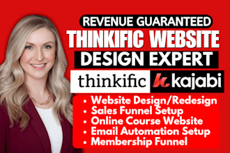 create thinkific online course website, design redesign thinkific website expert