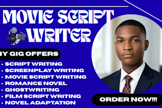 do movie script screenplay film script comedy ghostwrite fiction romance novel
