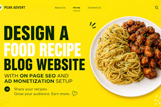 design a food recipe blog website with on page SEO and ad monetization setup