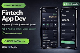 build fintech mobile banking app neobank app payment crypto wallet transfer app
