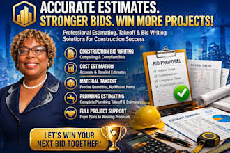 do tender bid writing ,cost estimator, material takeoff, plumbing, construction