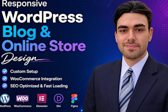 build responsive wordpress blog online store website design wocommerce elementor