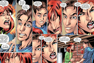 create custom comic book art, character design, manga storyboard and script