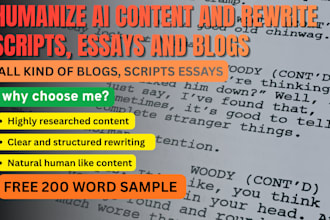 humanize ai content and rewrite scripts, essays and blogs