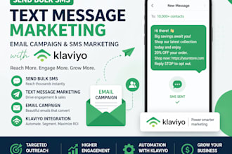 send bulk sms, text message marketing email campaing sms marketing with klaviyo