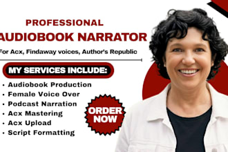 be acx memoir female voice over, mastering audiobook narrator, audiobook editing