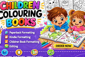 illustrate kids storybook, picture children book design and formatting