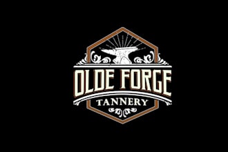 make super olde forge tannery logo that rustic craftsmanship