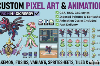draw custom pokemon style pixel art, fakemon sprite, fusion and regional form