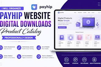 organize payhip website digital downloads product catalog professionally design