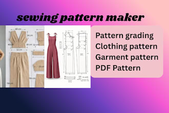 design custom sewing patterns, garment pattern and tech pack