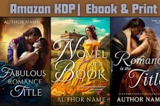 do romance ebook cover, book cover design, fantasy kindle and custom cover art