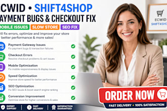 fix ecwid shift4shop payment bug checkout errors mobile issues SEO and speed