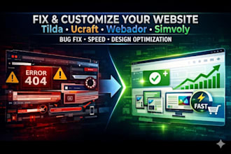 fix bugs or customize your ucraft, tilda, webador, and simvoly website