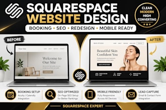 design or redesign squarespace website with booking and SEO setup