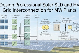 design professional solar sld and hv grid interconnection for mw plants