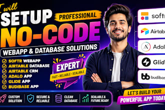 setup softr webapp airtable database, airtable crm adalo glide budibase expert