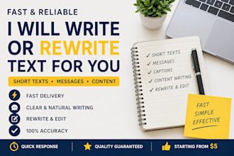 write short texts, messages, or simple content for you