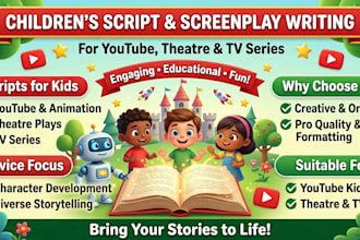 write edit children script screenplay for youtube theatre tv series blockbuster