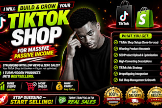 set up tiktok shop, facebook shop, instagram shop or shopify dropshipping store